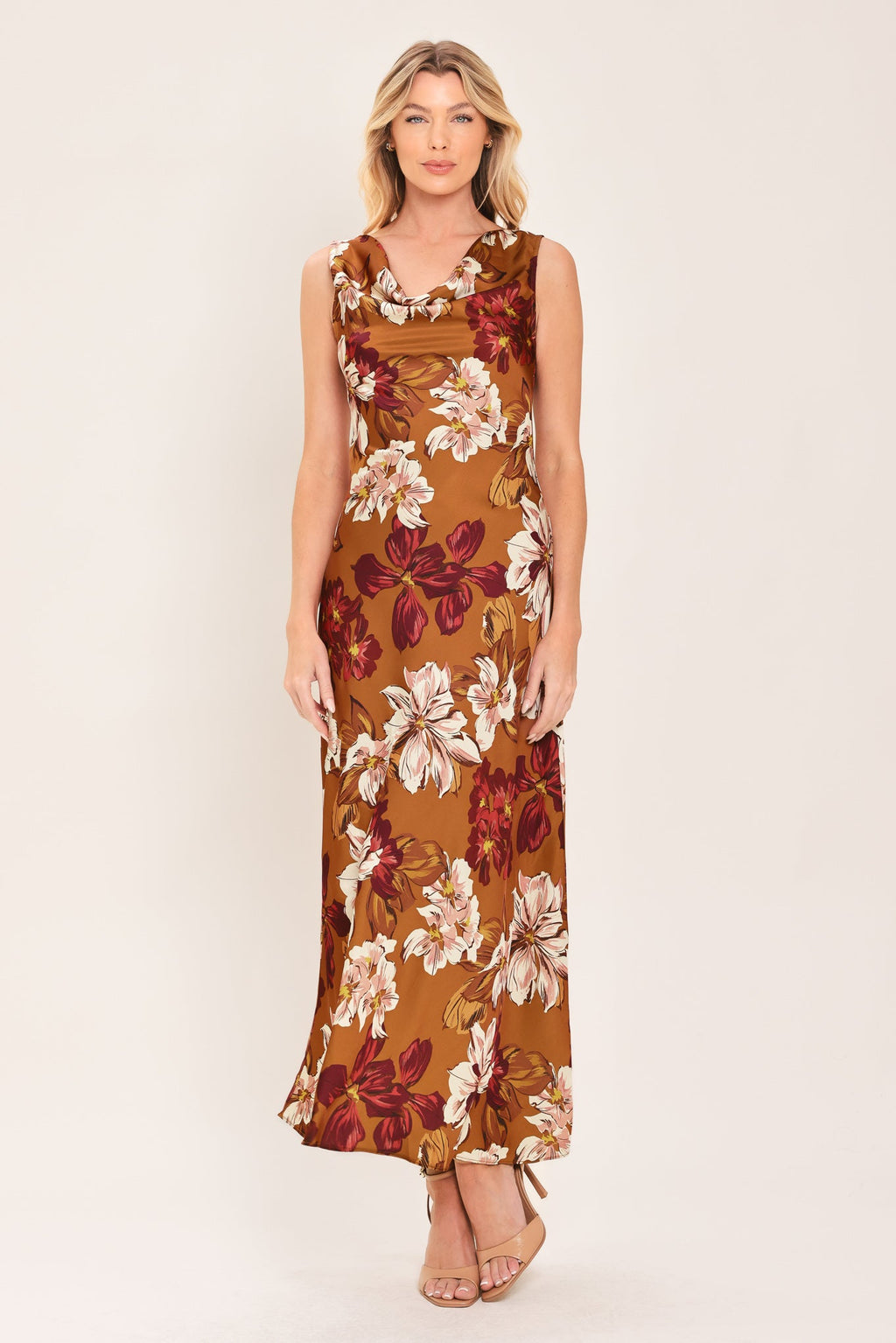 SPICED FLORAL WOVEN MIDI DRESS