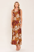 SPICED FLORAL WOVEN MIDI DRESS