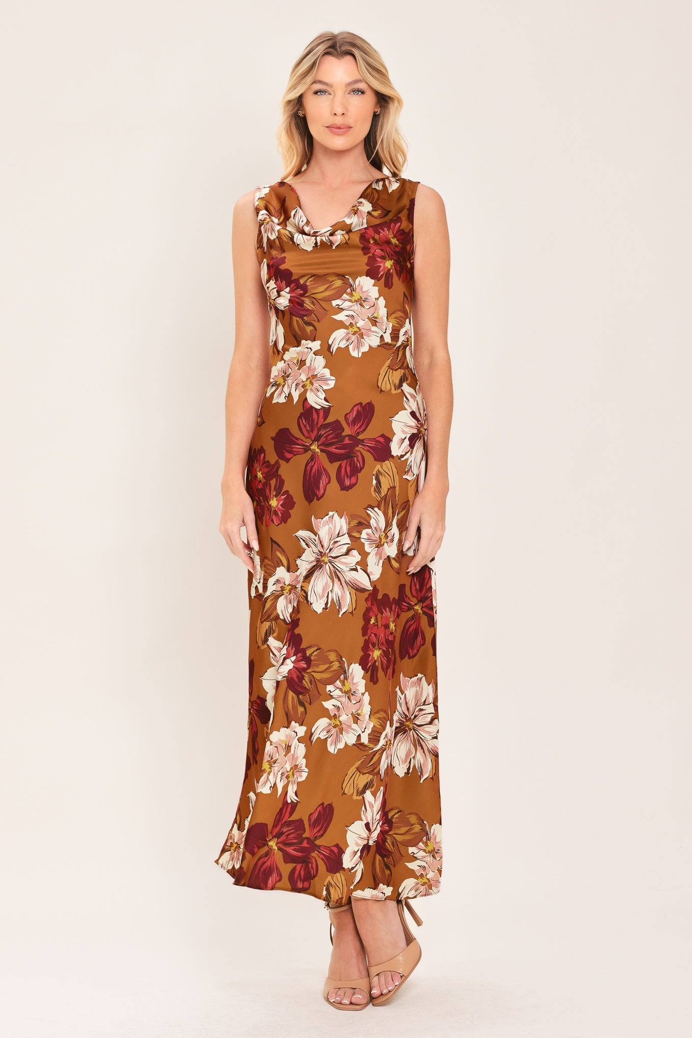 SPICED FLORAL WOVEN MIDI DRESS