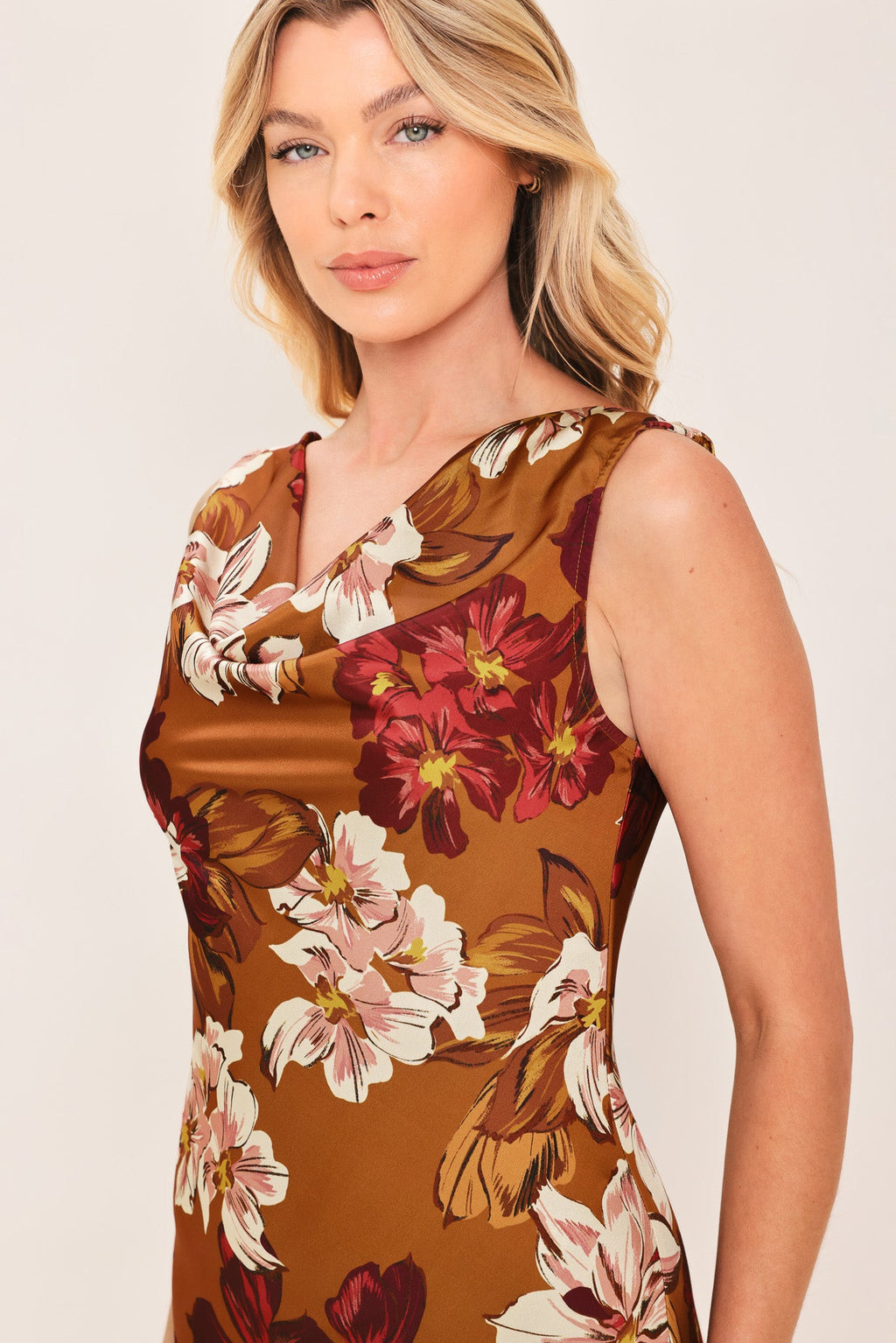 SPICED FLORAL WOVEN MIDI DRESS