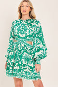 EMERALD FRESCO WOVEN MINI DRESS