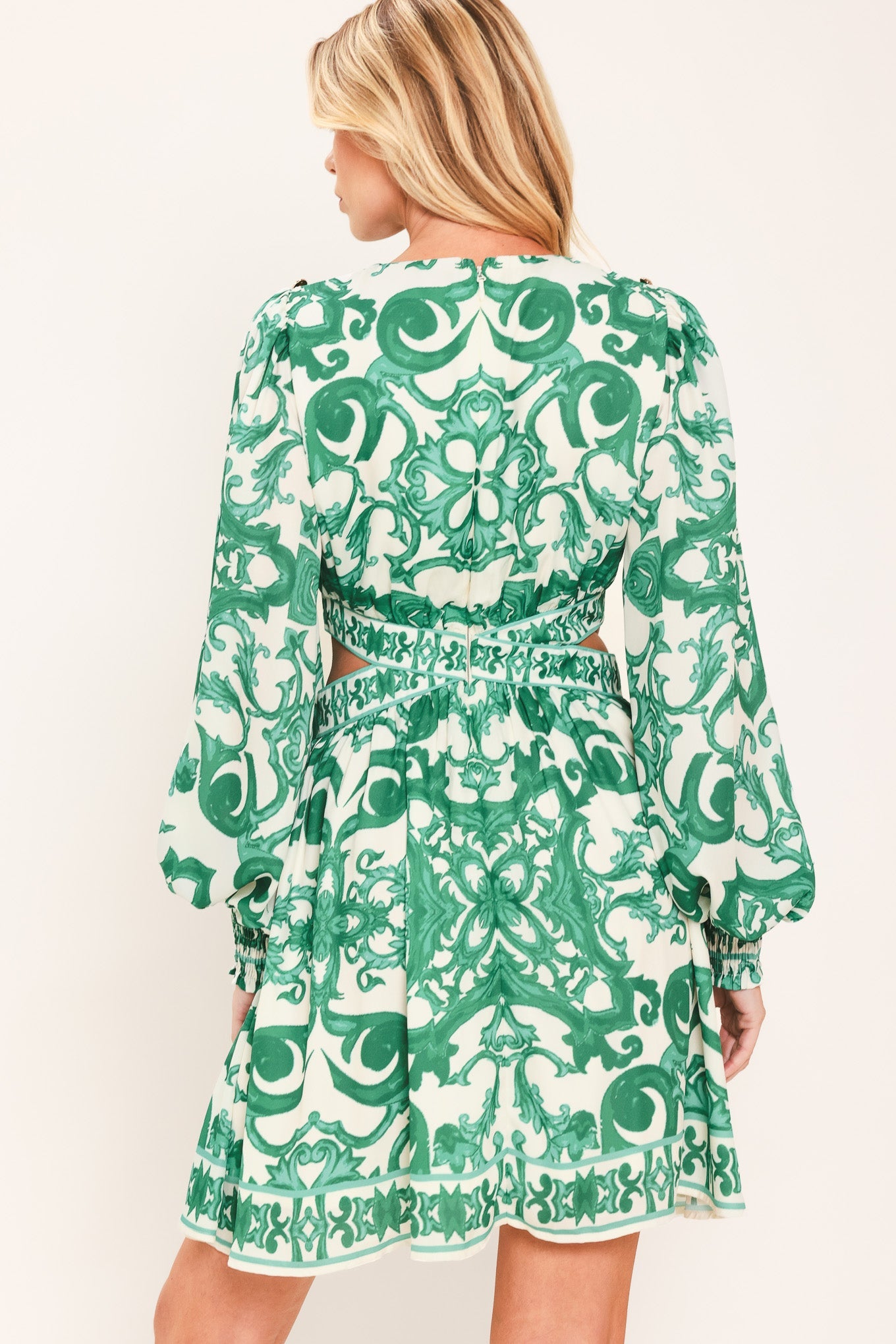 EMERALD FRESCO WOVEN MINI DRESS