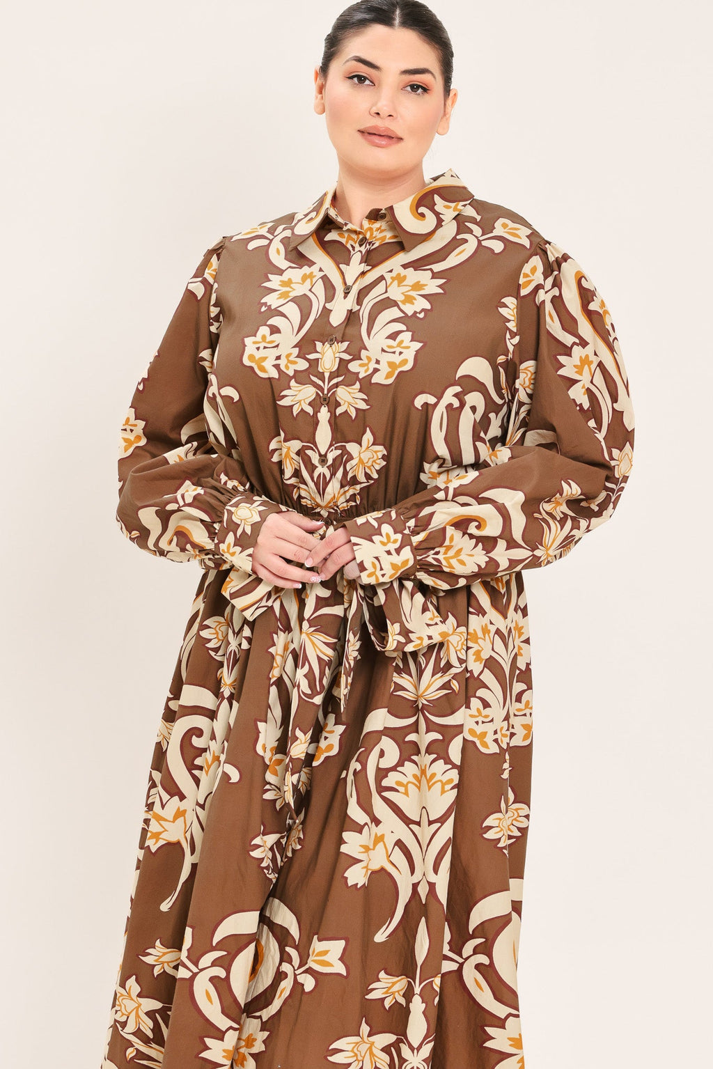 AMBER MEDALLION WOVEN SHIRT MAXI DRESS