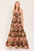 MERLOT MAGNOLIA WOVEN MAXI DRESS