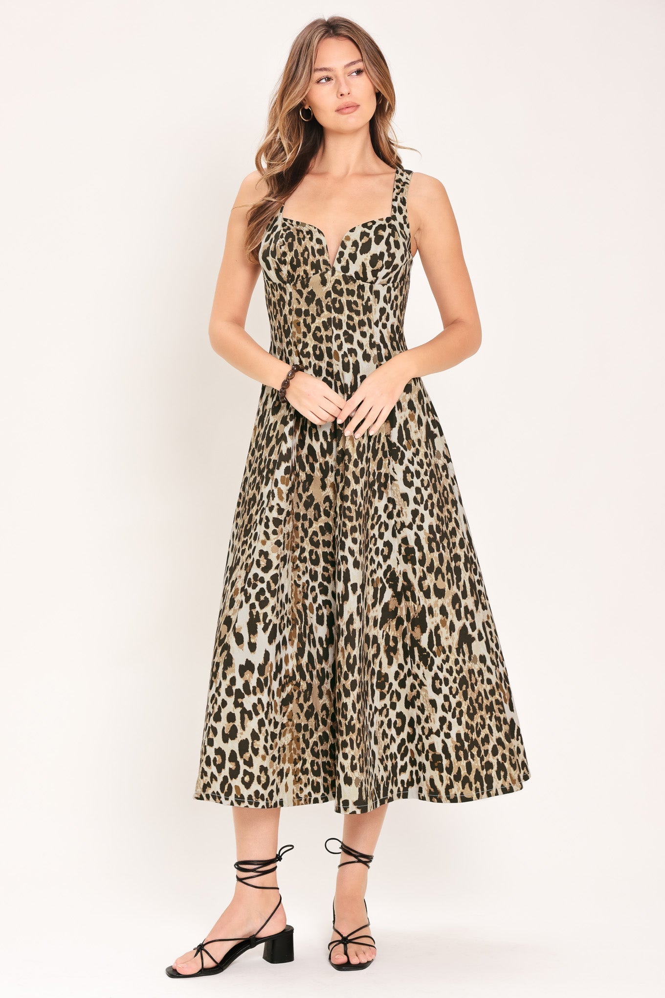 DESERT ROSE LEOPARD WOVEN MIDI DRESS