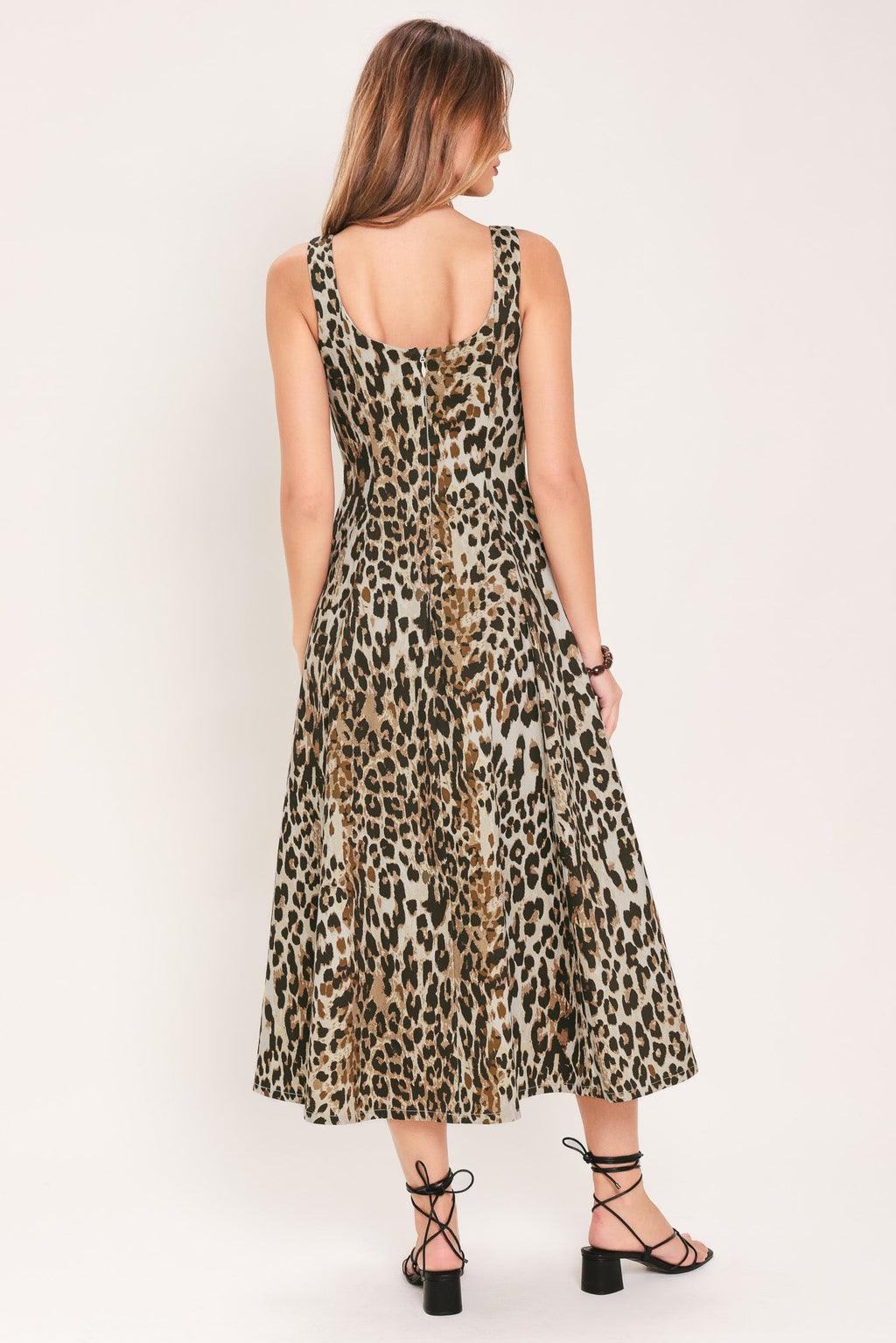 DESERT ROSE LEOPARD WOVEN MIDI DRESS