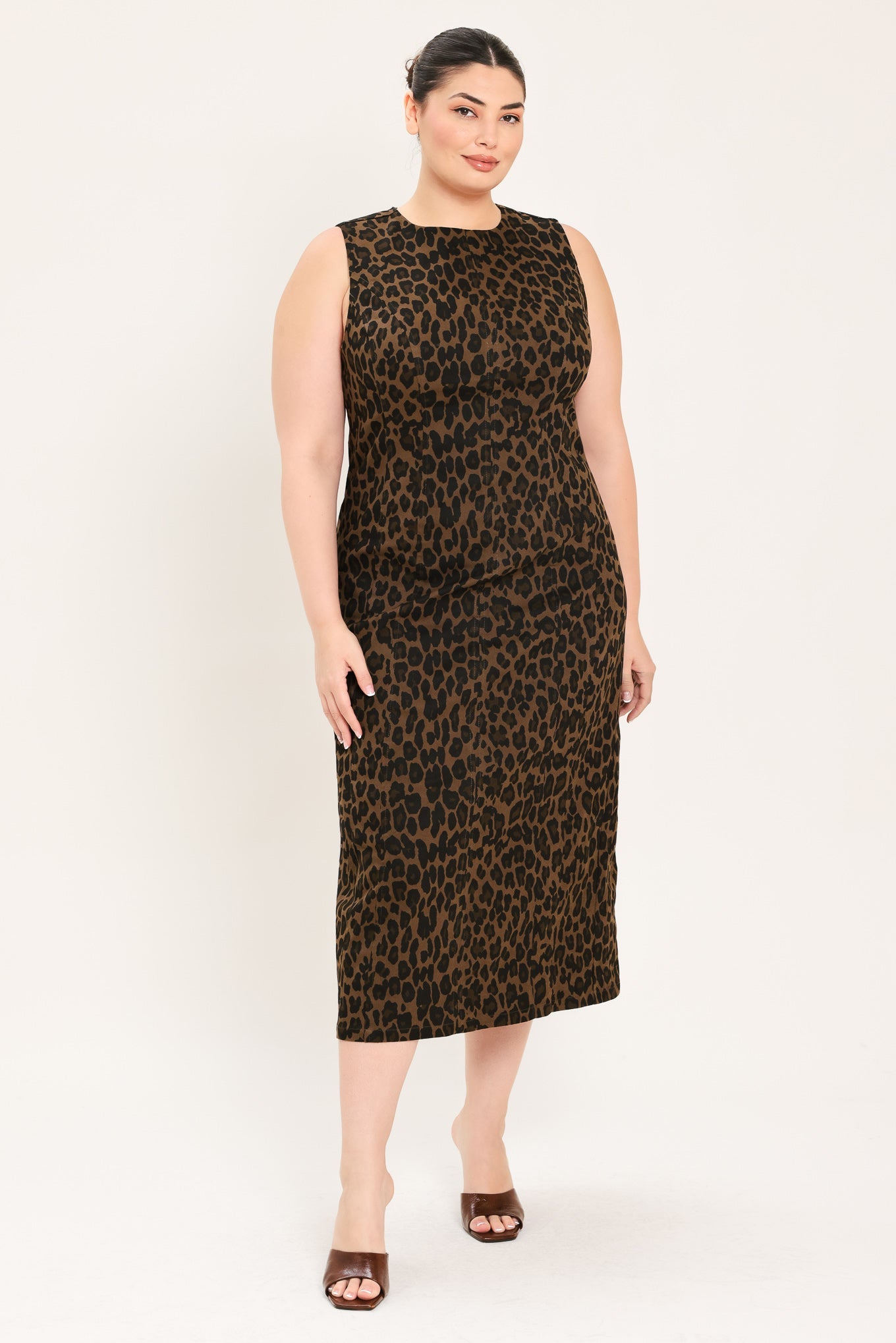 LEOPARD ICON TWILL MIDI DRESS