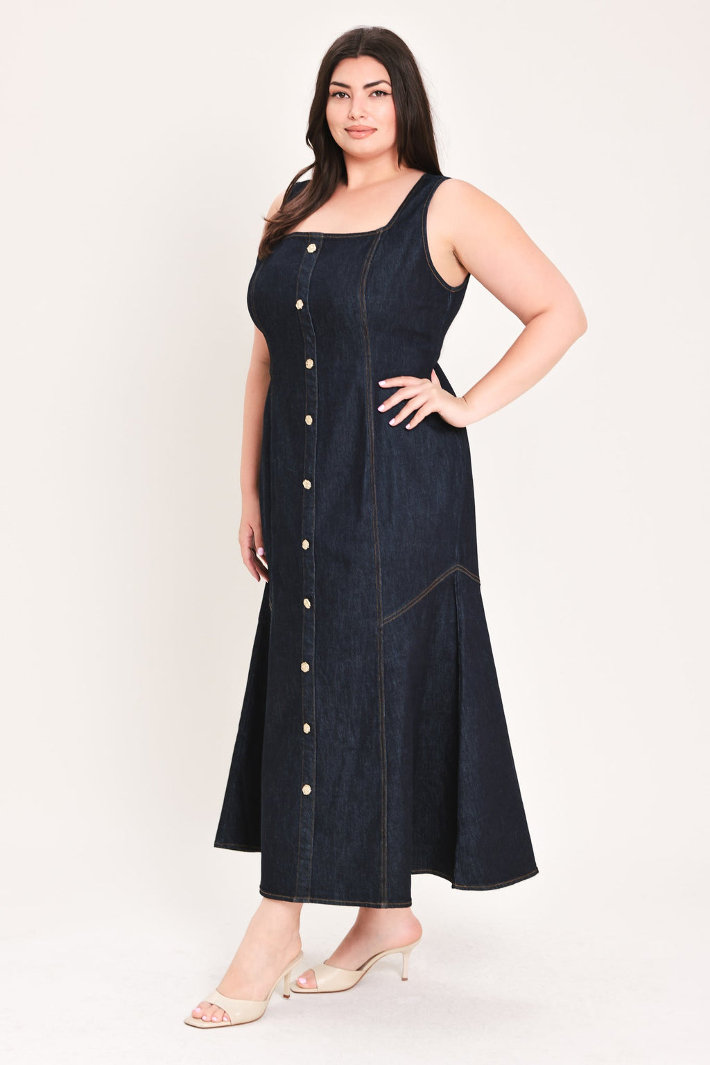 CHELSEA DENIM MIDI DRESS