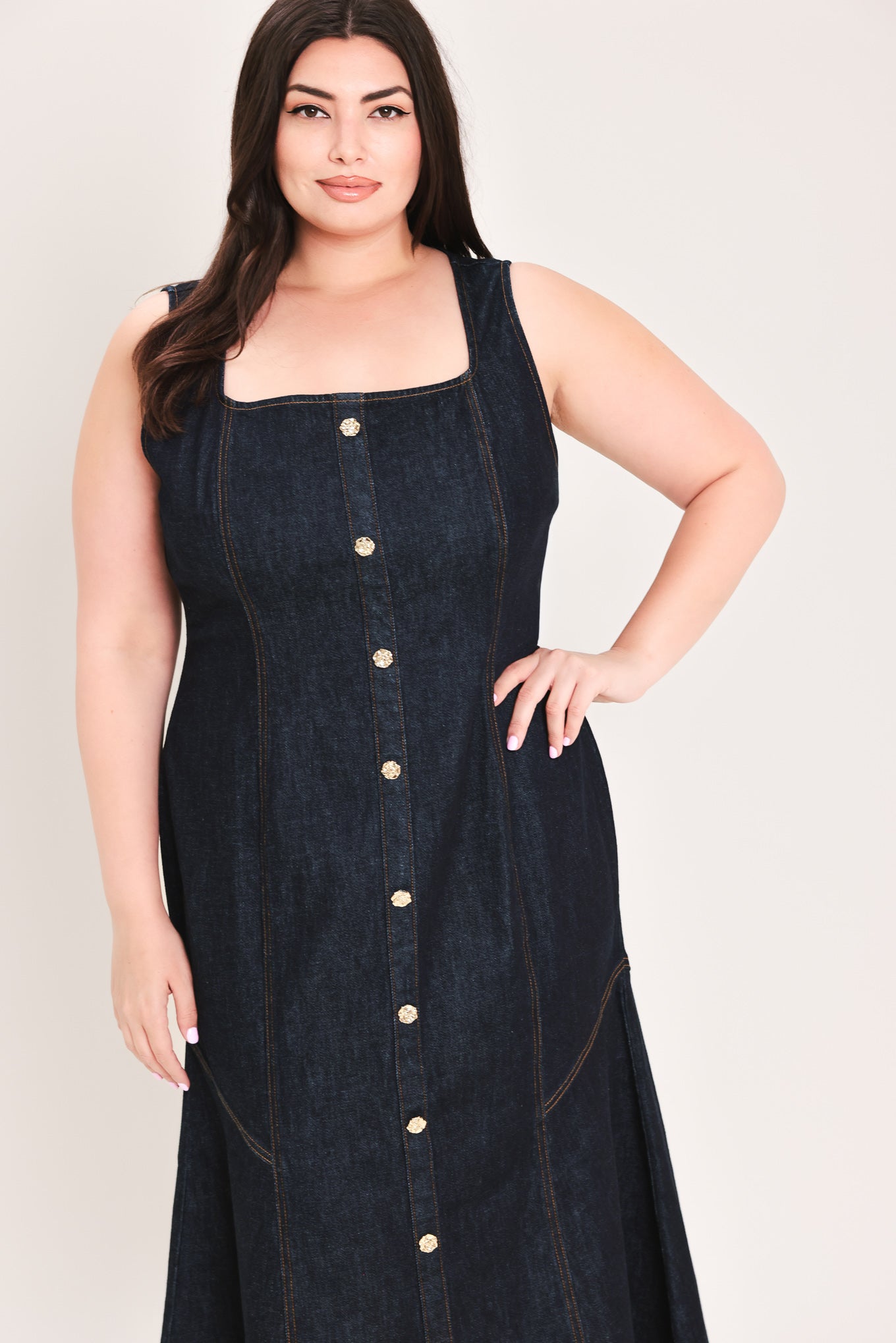 CHELSEA DENIM MIDI DRESS