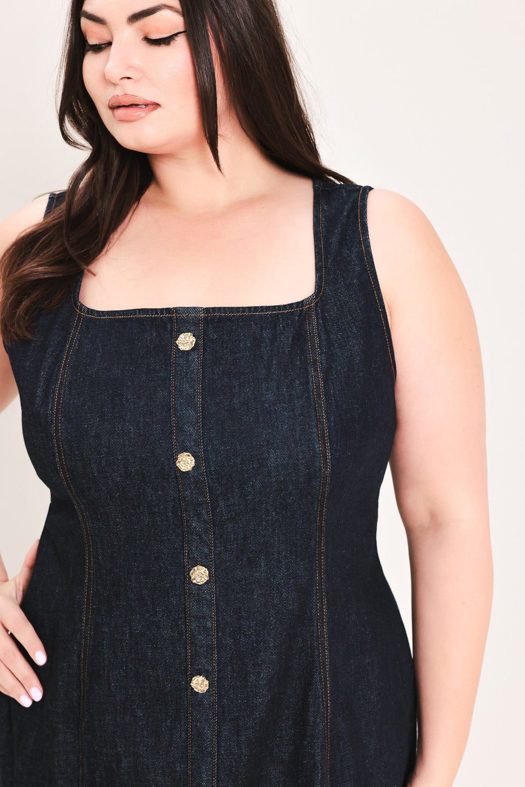 CHELSEA DENIM MIDI DRESS