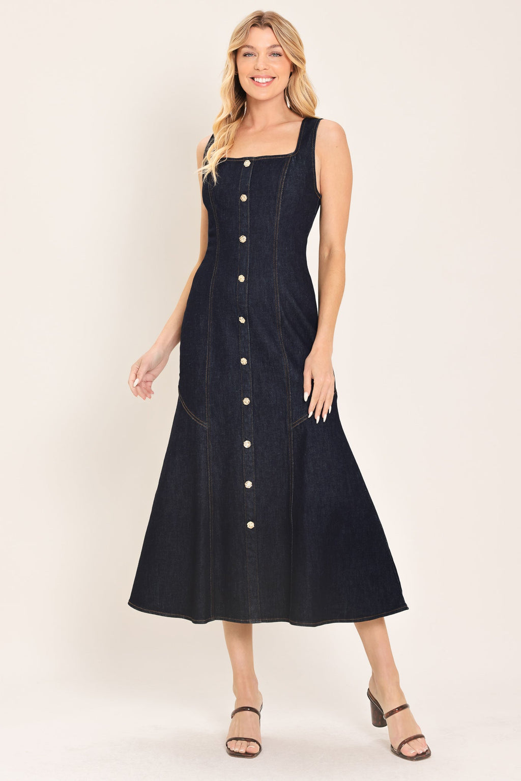 CHELSEA DENIM MIDI DRESS