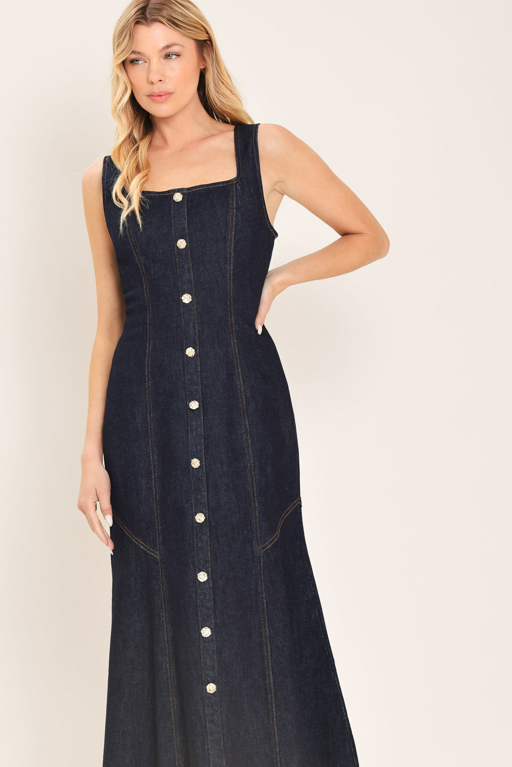 CHELSEA DENIM MIDI DRESS