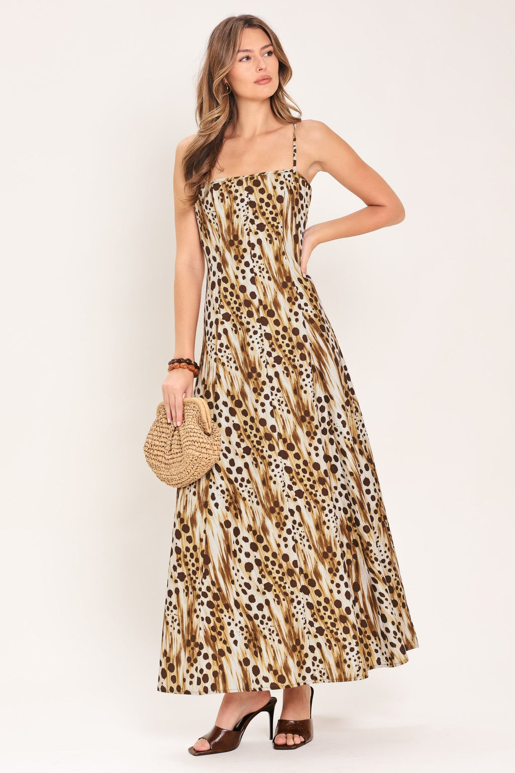 CHEETAH TRAIL WOVEN MAXI DRESS