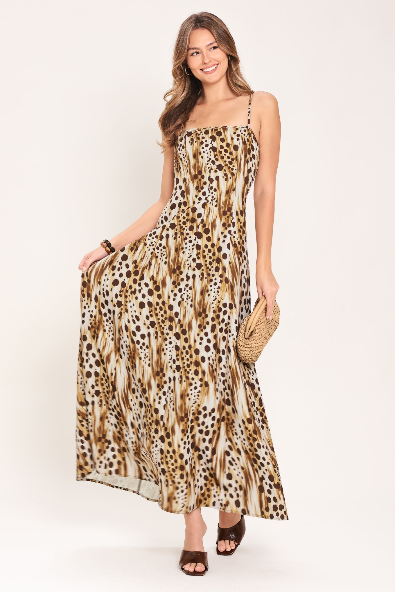 CHEETAH TRAIL WOVEN MAXI DRESS