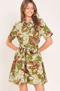 VERDANT ESCAP WOVEN MINI SHIRT DRESS