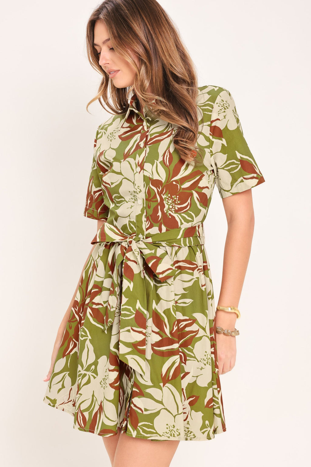 VERDANT ESCAP WOVEN MINI SHIRT DRESS