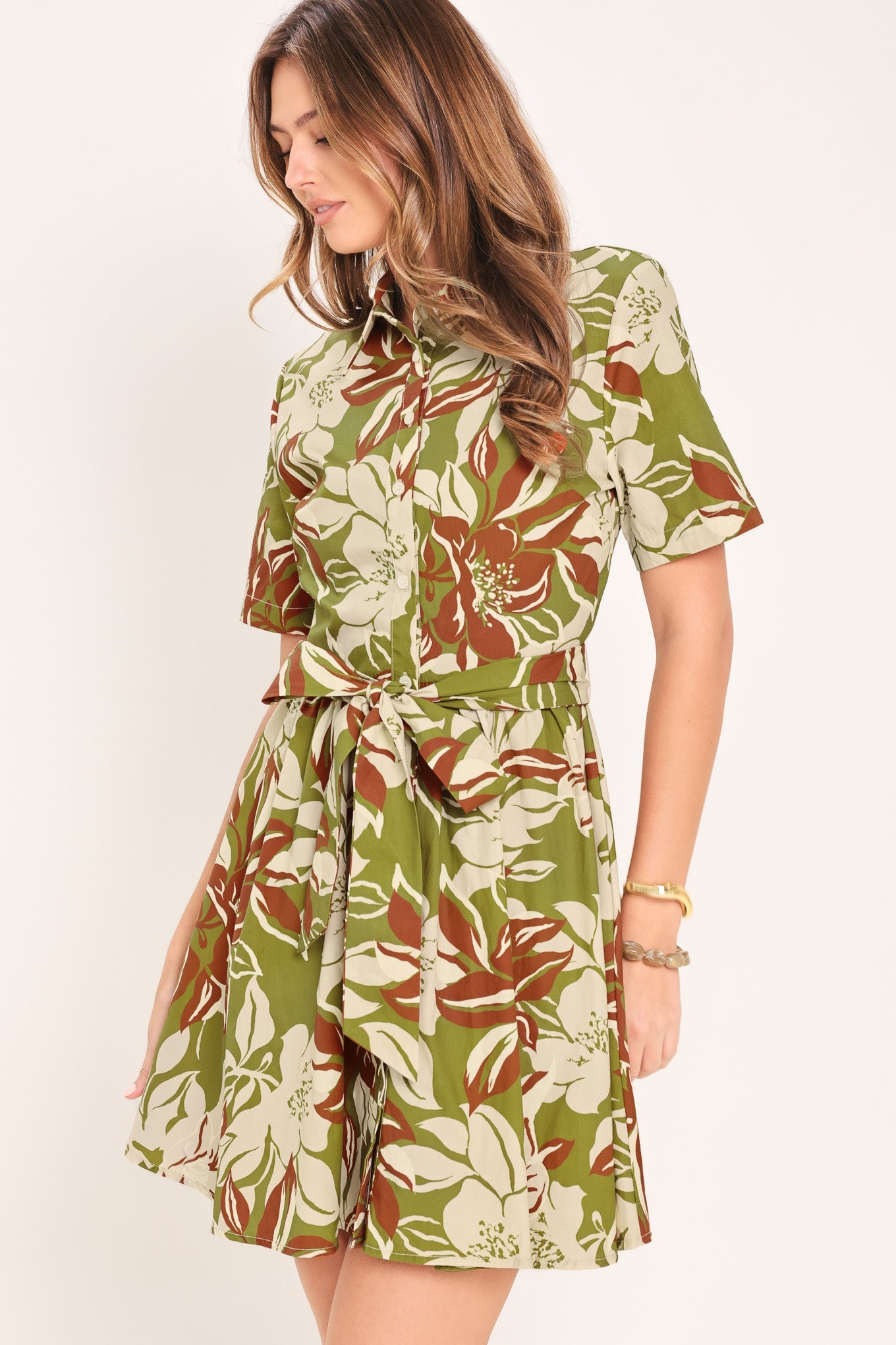 VERDANT ESCAP WOVEN MINI SHIRT DRESS