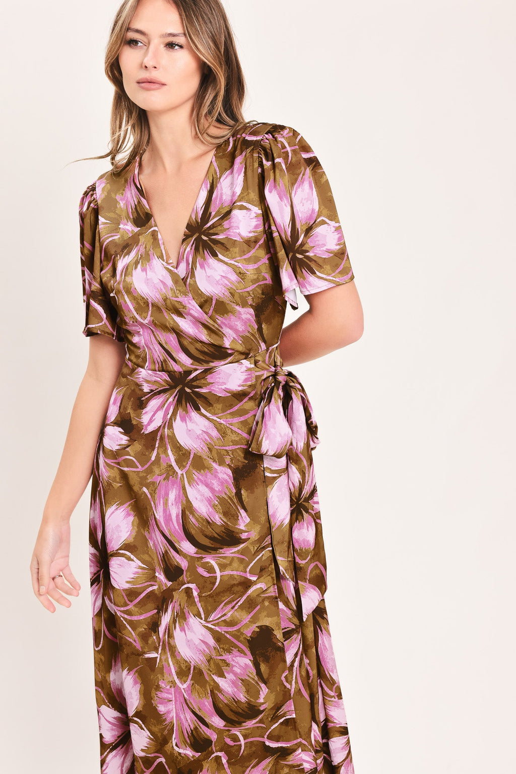 VIOLET GARDEN DRIFT WOVEN FAUX WRAP MAXI DRESS