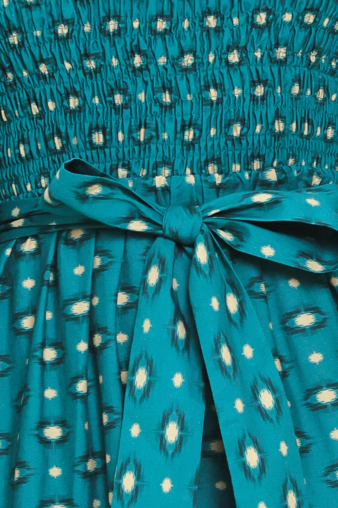 OCEAN DOT RUFFLE WOVEN MIDI DRESS