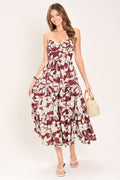 ROMANCE IN WINE WOVEN MIDI DRESS