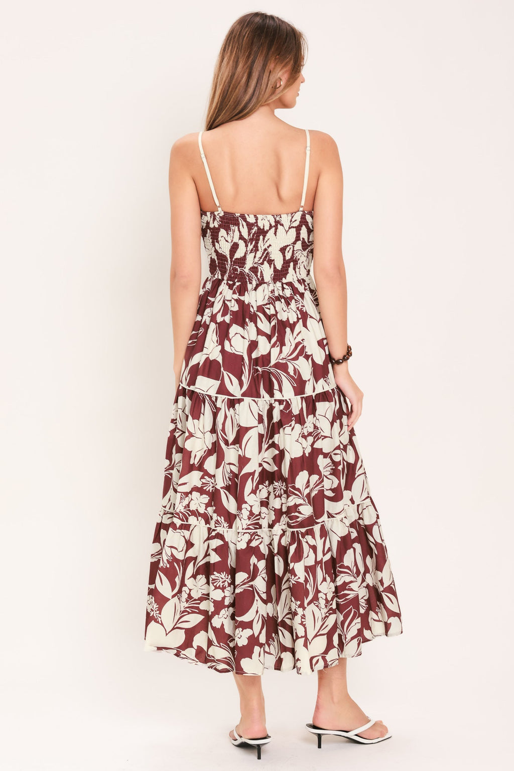 ROMANCE IN WINE WOVEN MIDI DRESS