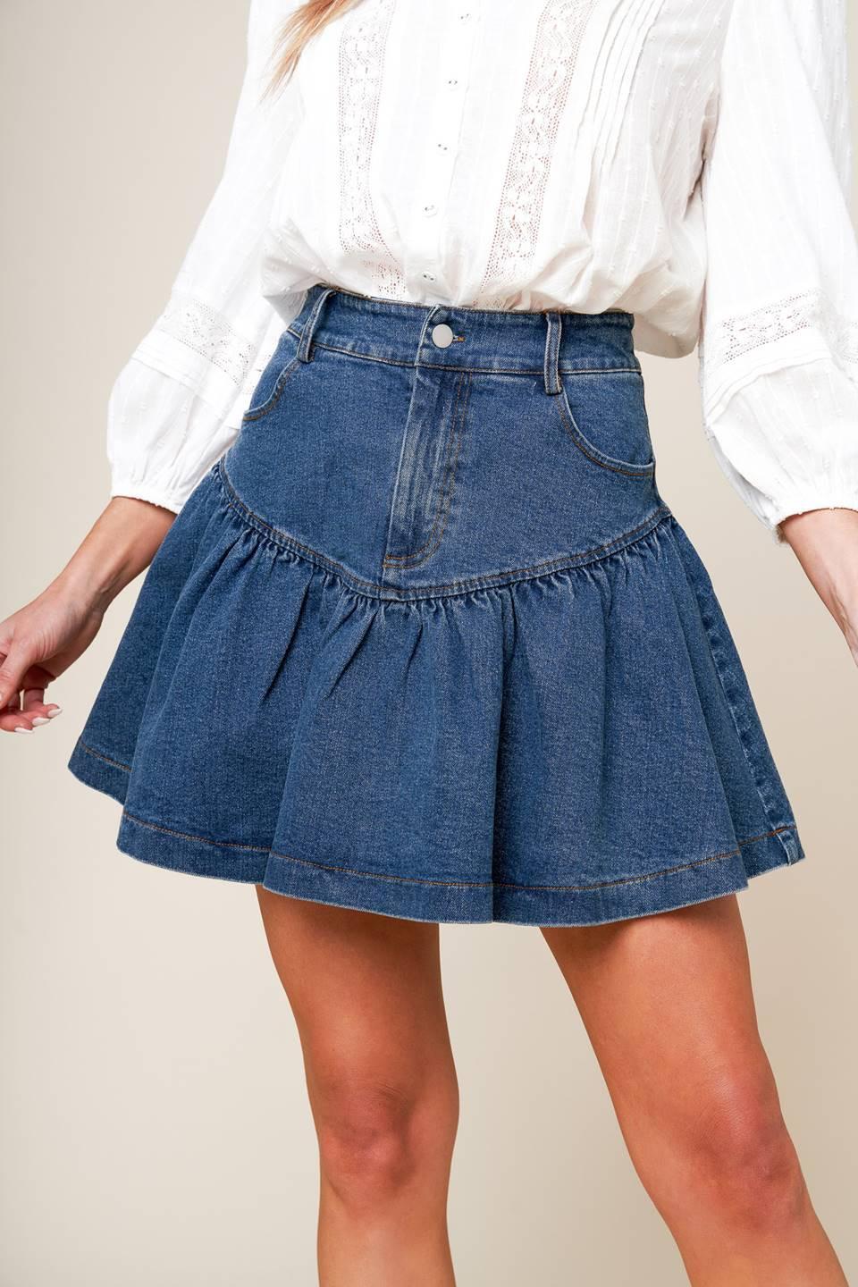 FENICIA INDIGO DENIM MINI SKIRT