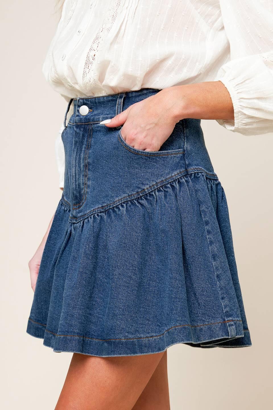 FENICIA INDIGO DENIM MINI SKIRT