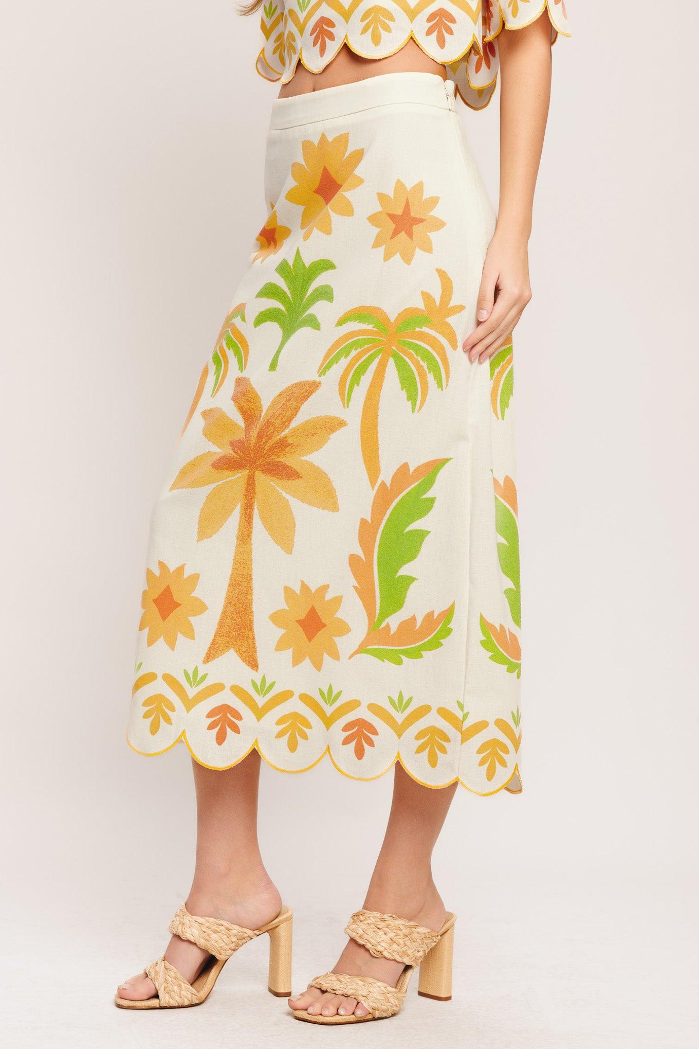 VINTAGE ISLAND WOVEN MIDI SKIRT