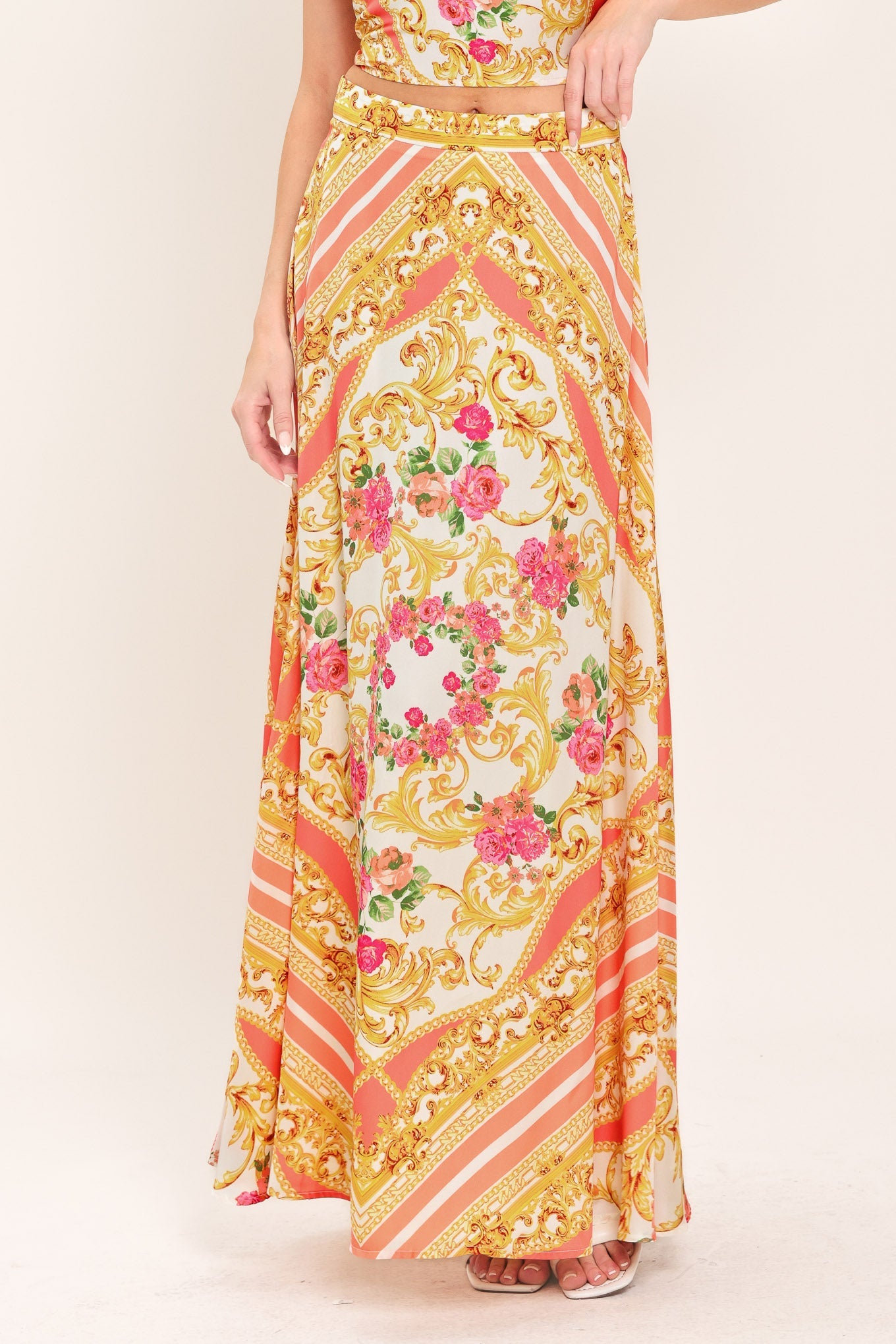 LUXE LOVE STORY WOVEN MIDI CIRCLE SKIRT
