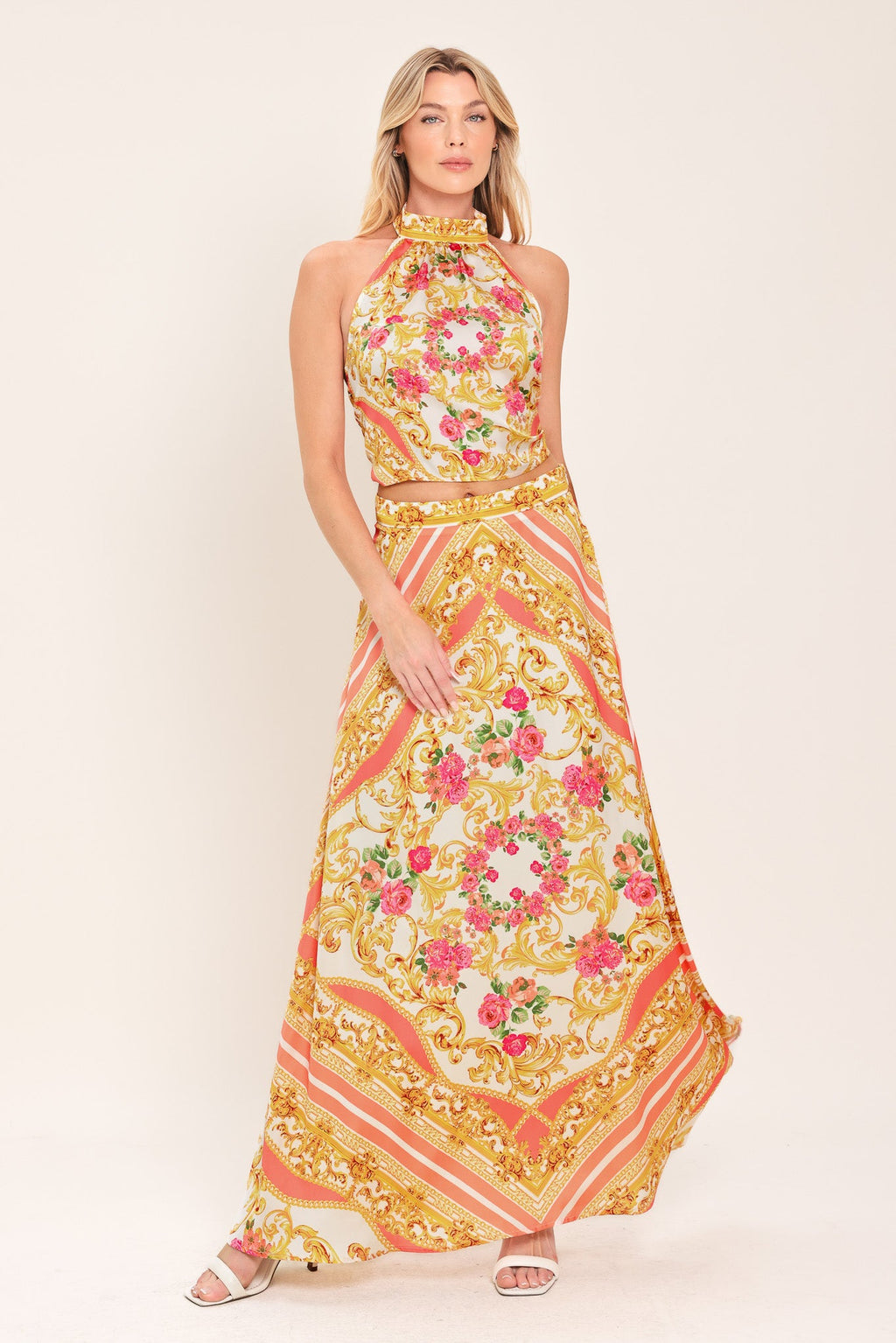 LUXE LOVE STORY WOVEN MIDI CIRCLE SKIRT