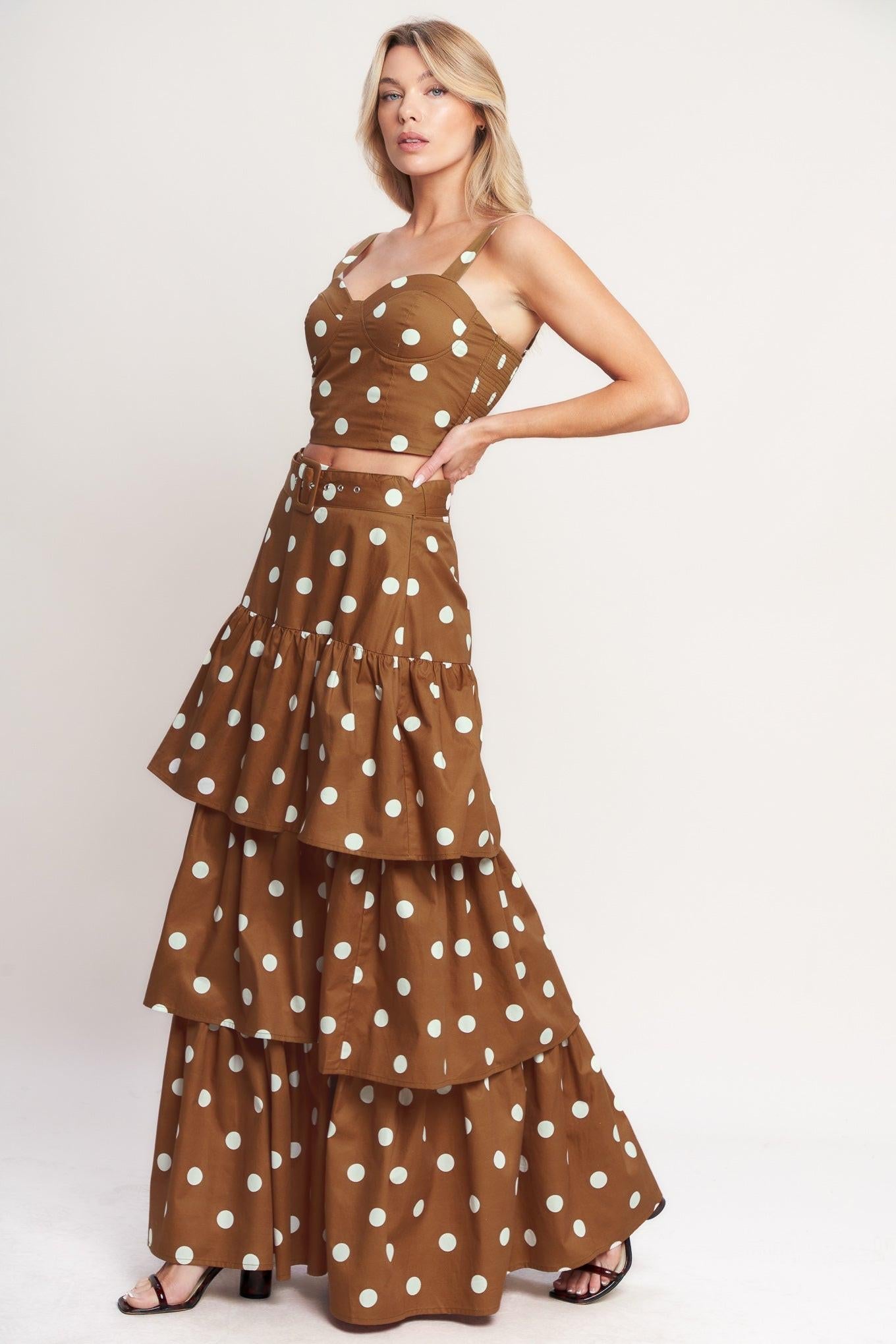 BROWN SUGAR DOT WOVEN SKIRT