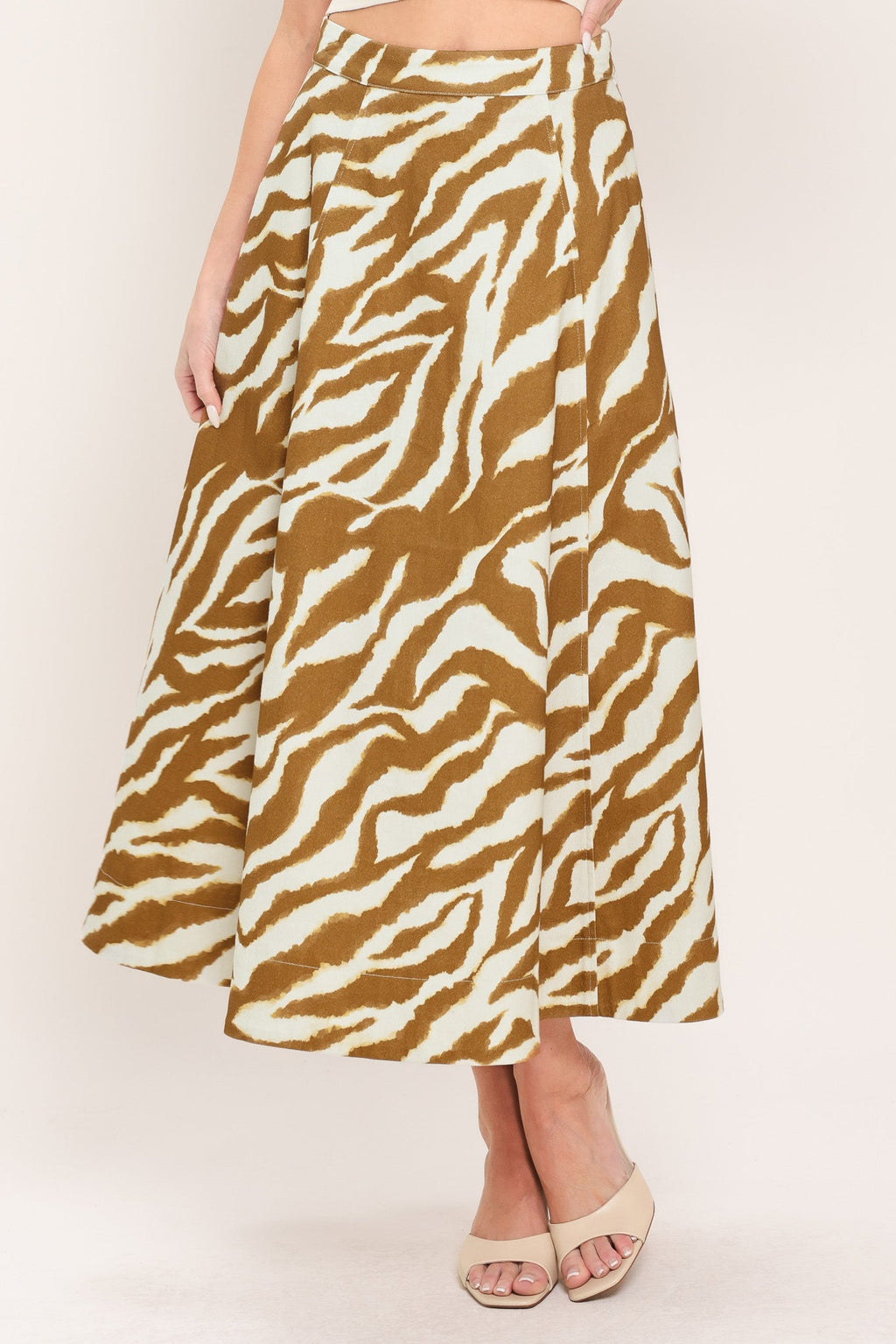 TERRA STRIPE WOVEN MIDI SKIRT