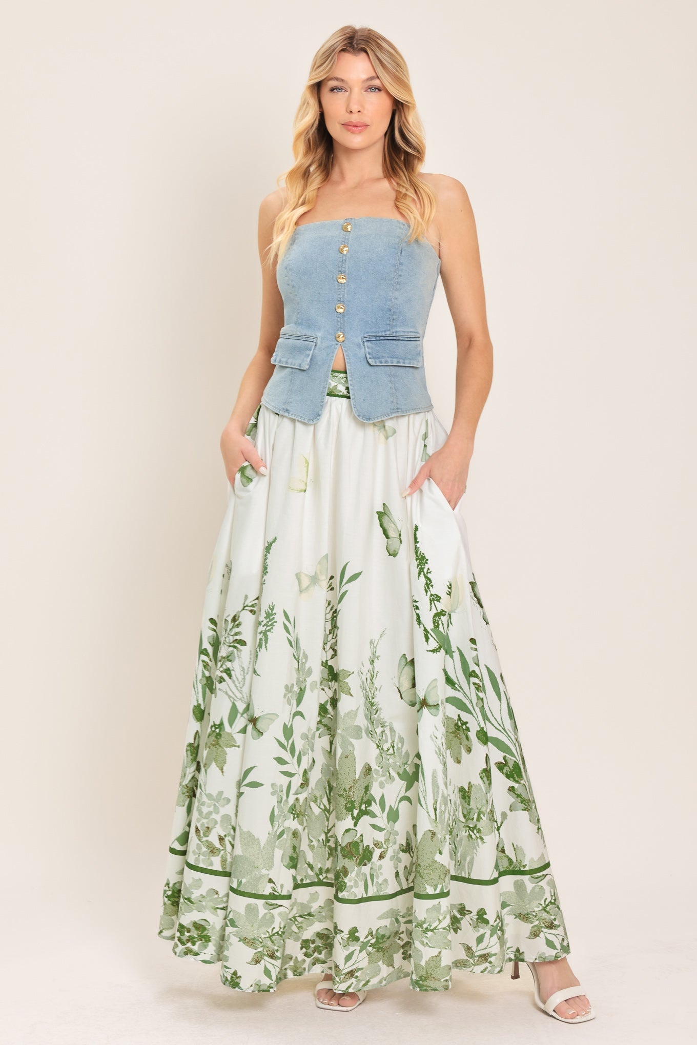GREENHOUSE ROMANCE WOVEN MAXI SKIRT