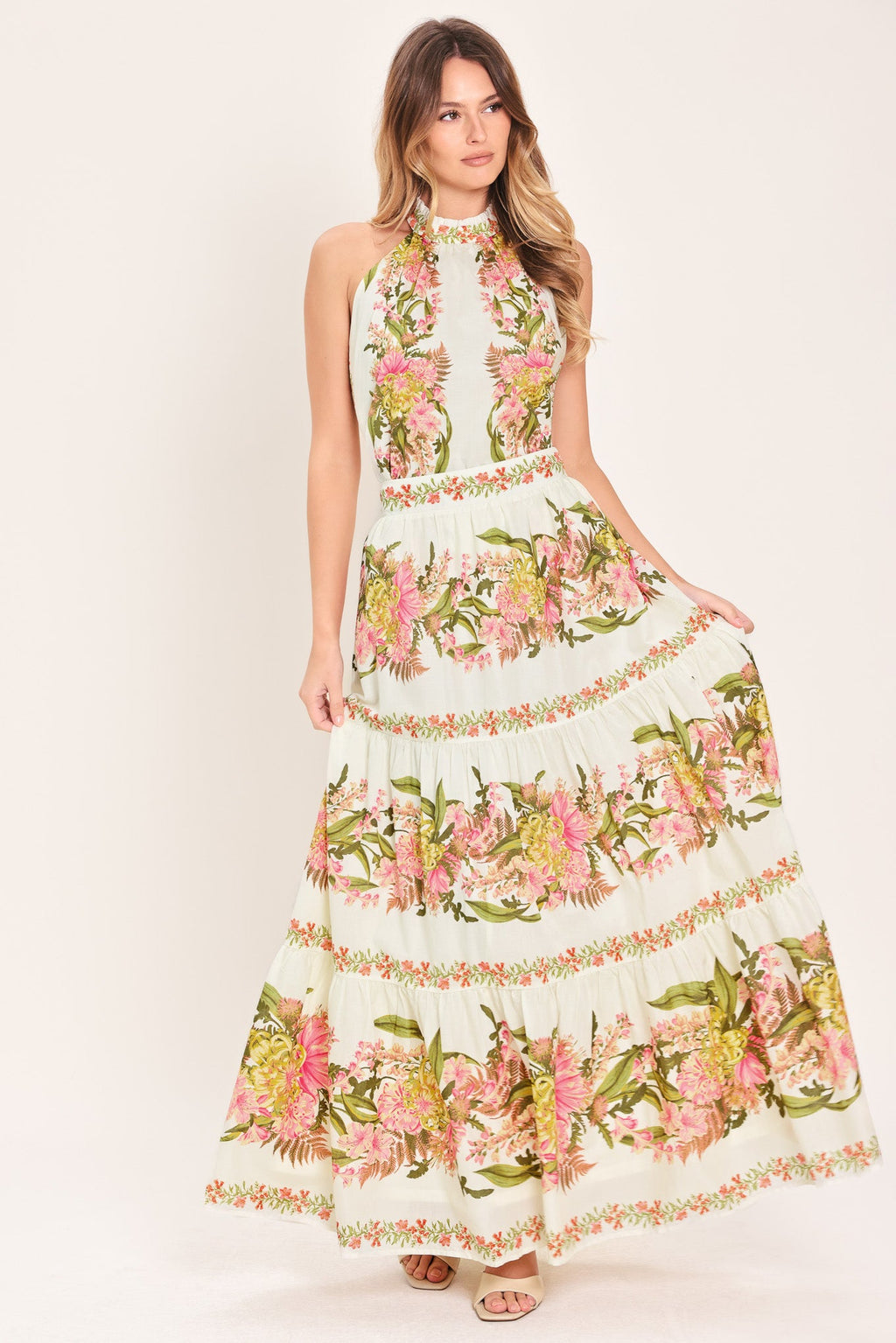 BOTANICAL ESCAPE WOVEN MAXI SKIRT
