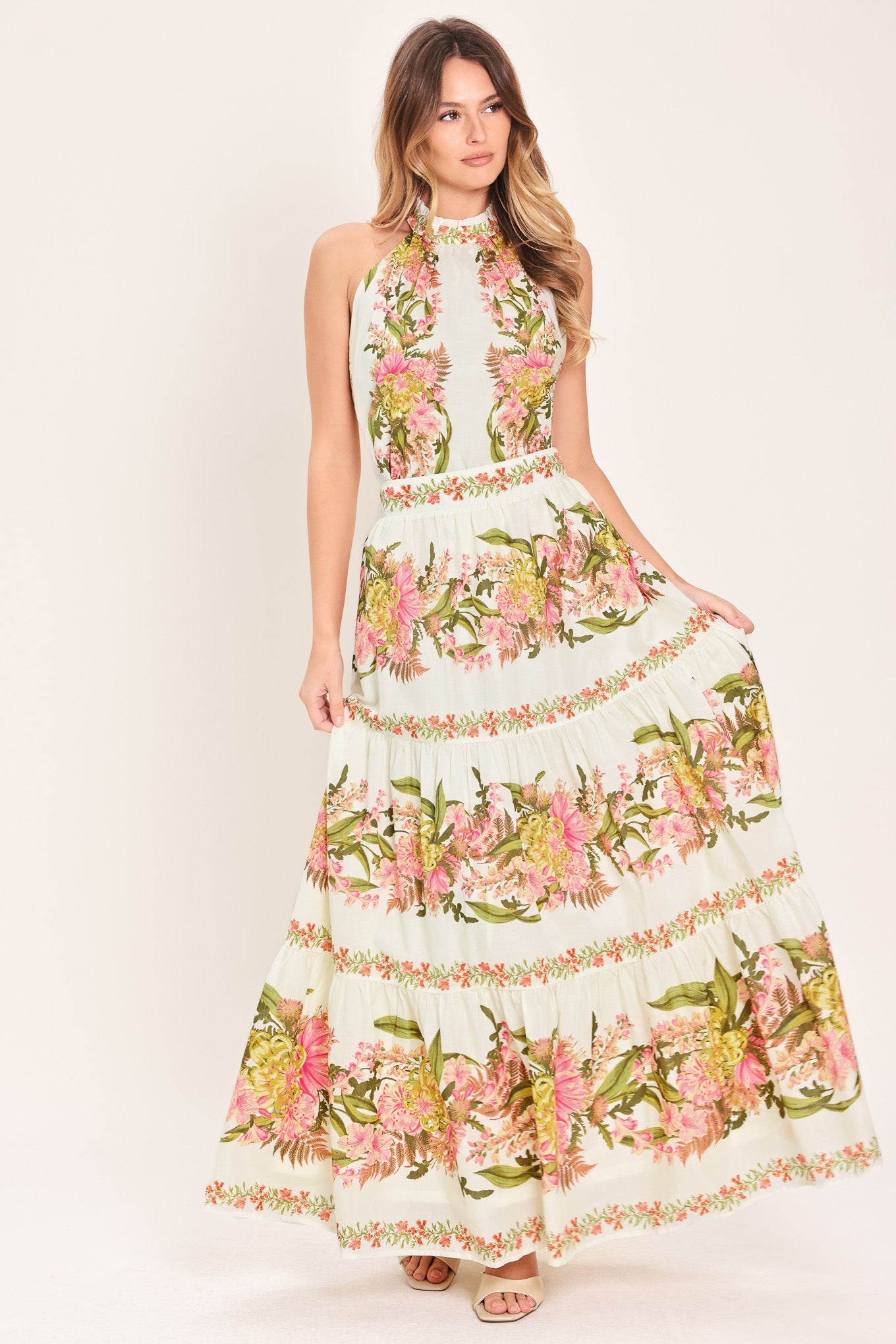 BOTANICAL ESCAPE WOVEN MAXI SKIRT
