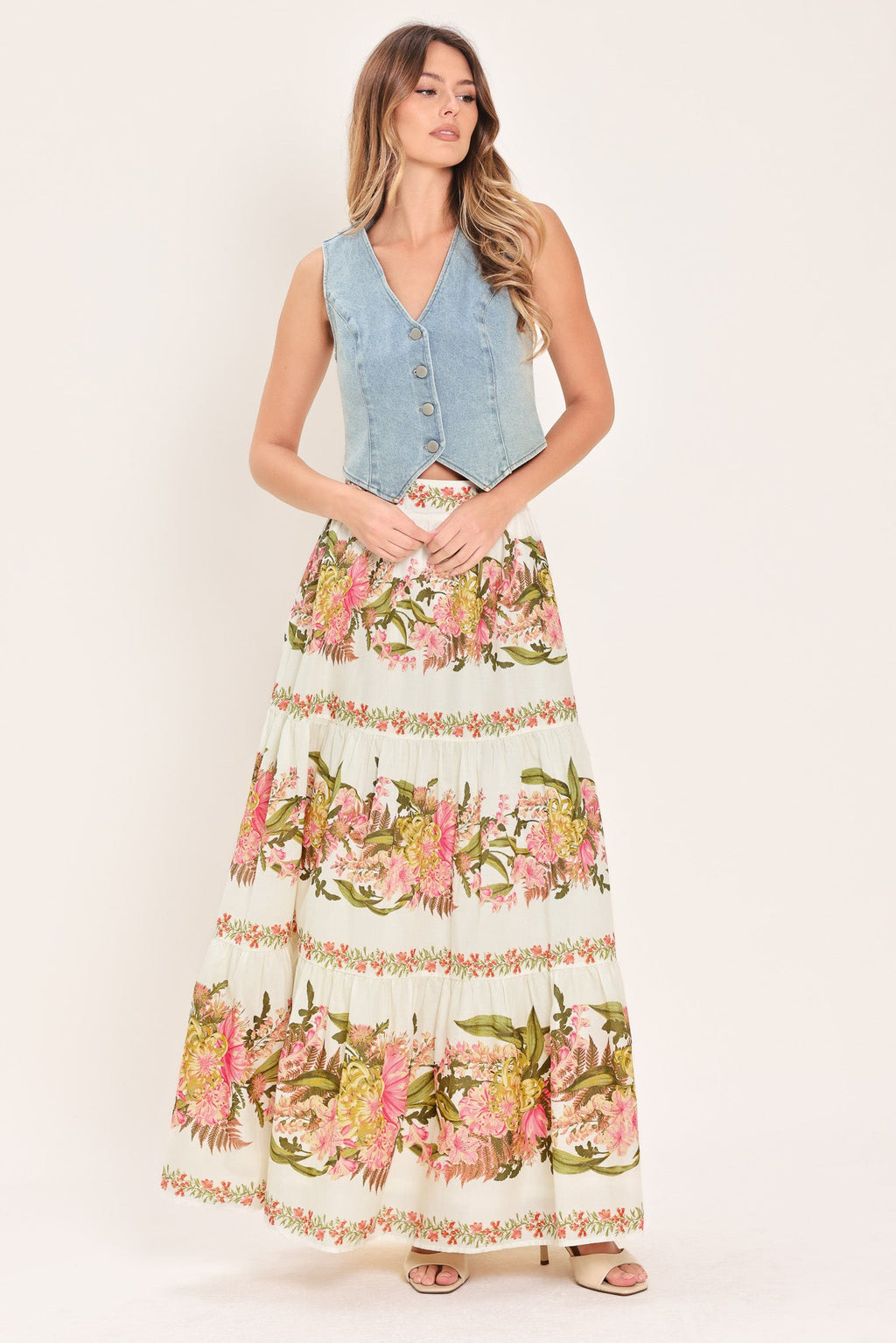BOTANICAL ESCAPE WOVEN MAXI SKIRT
