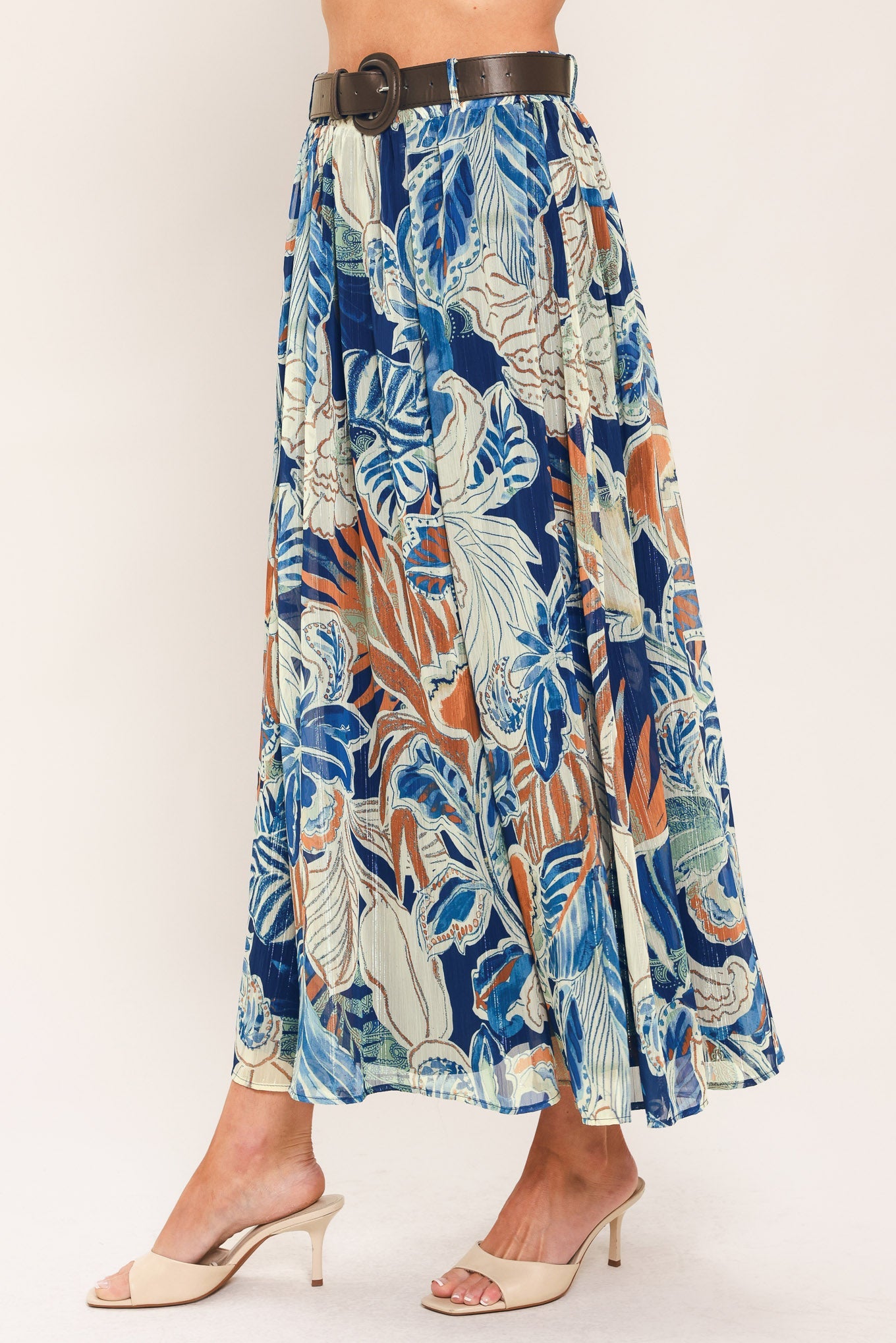 BLUE LAGOON WOVEN MIDI SKIRT