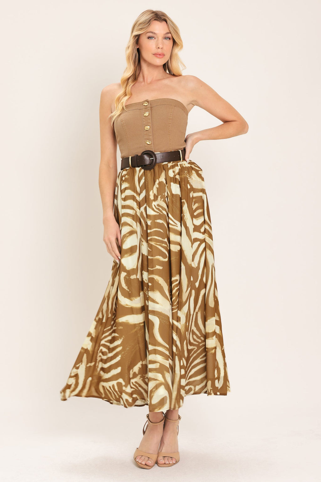 SAVANNAH BREEZE WOVEN MIDI SKIRT