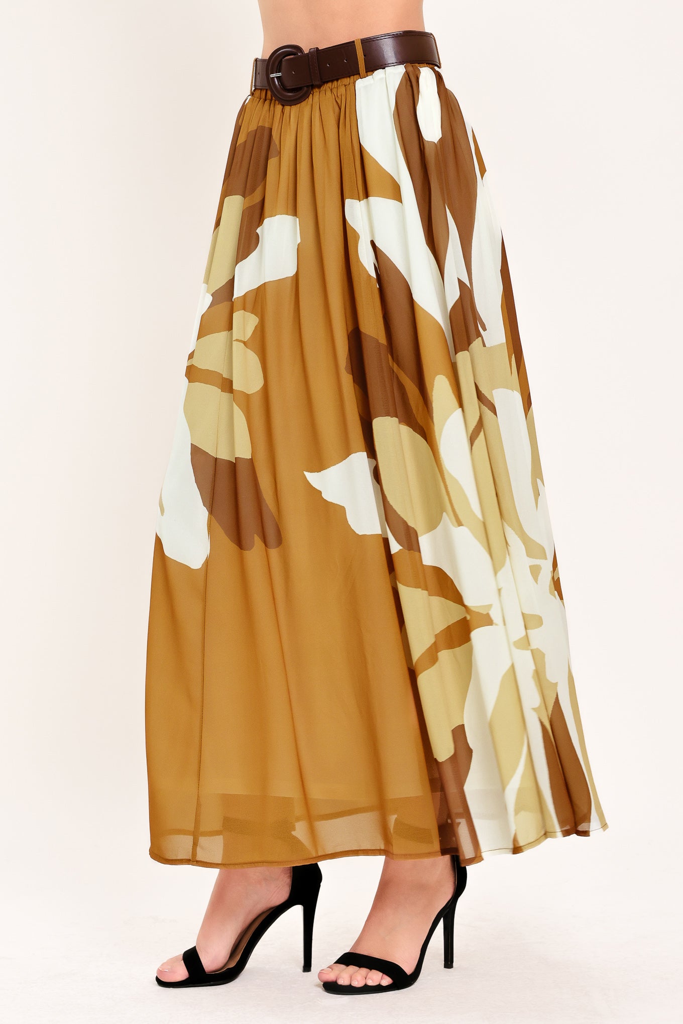 TOFFEE TROPICS WOVEN MIDI SKIRT