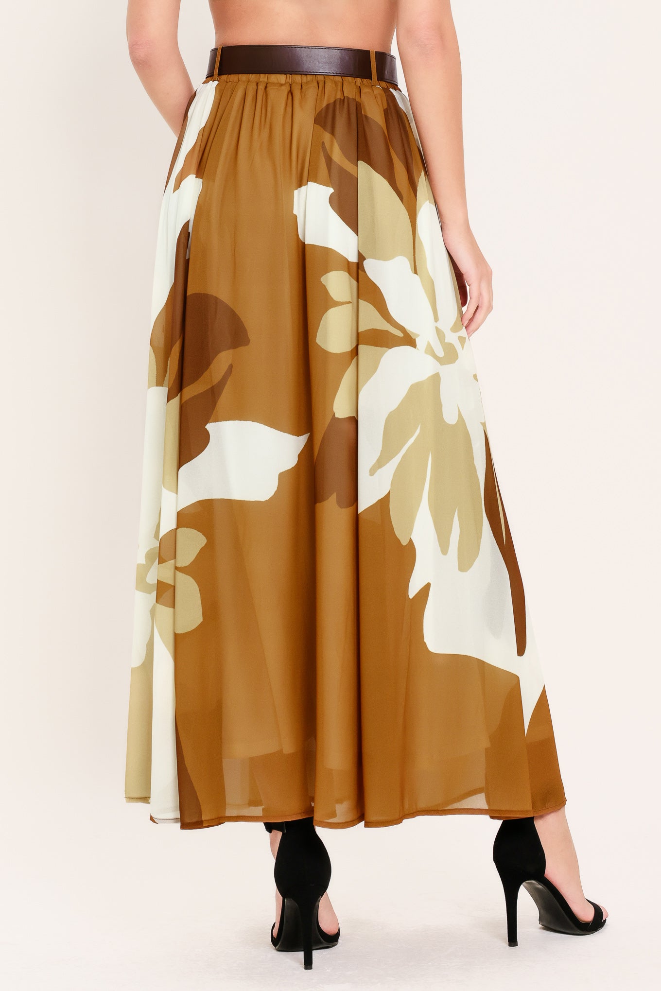 TOFFEE TROPICS WOVEN MIDI SKIRT