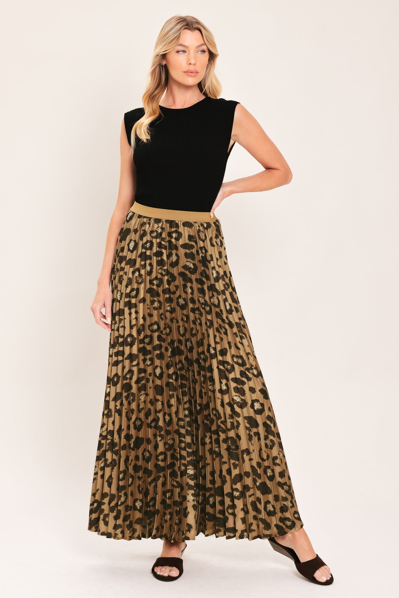 GOLDEN LEOPARD WOVEN MAXI SKIRT
