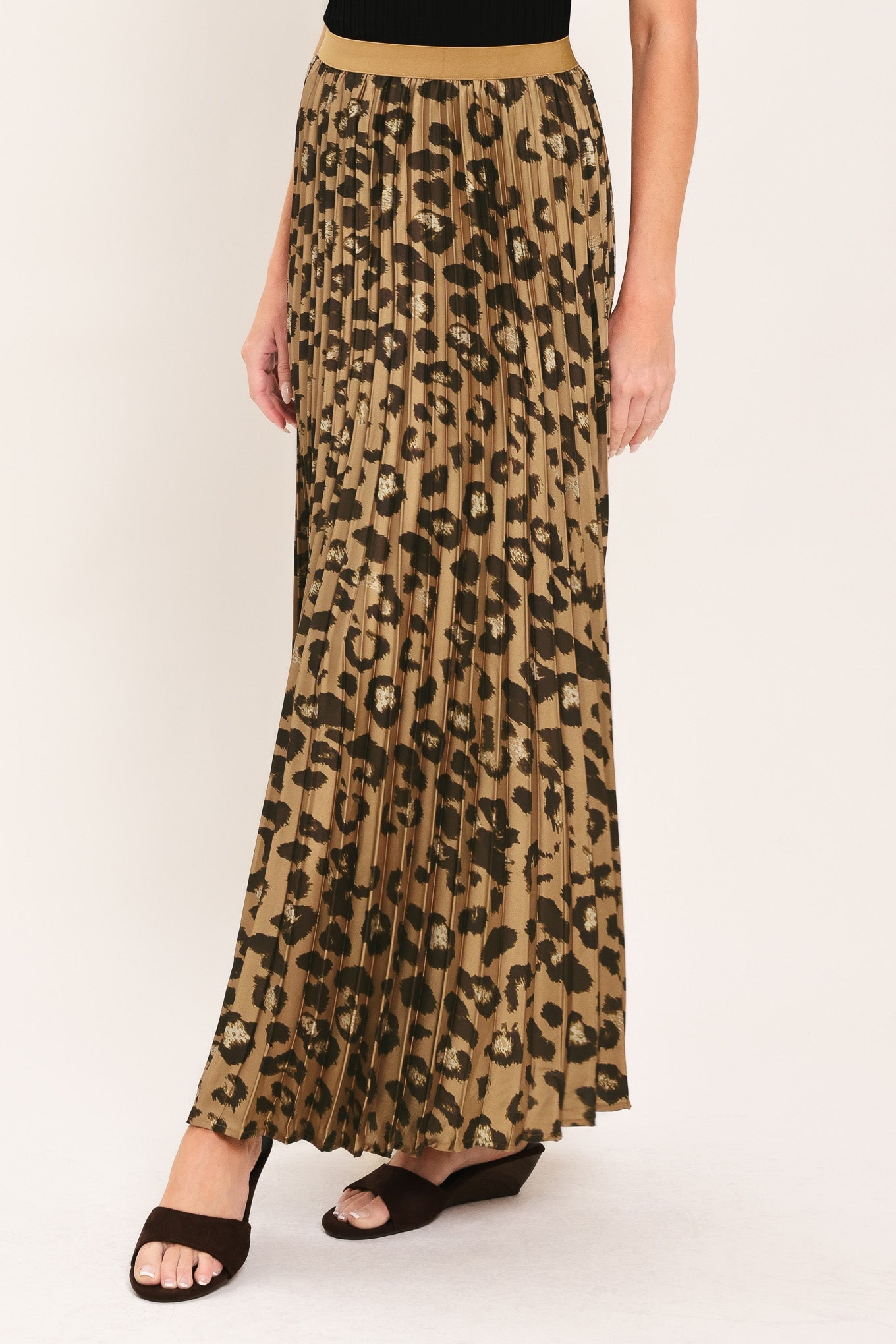 GOLDEN LEOPARD WOVEN MAXI SKIRT