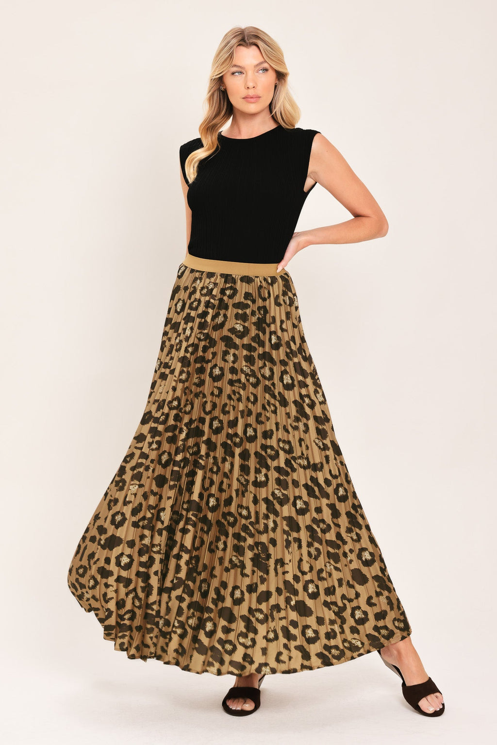GOLDEN LEOPARD WOVEN MAXI SKIRT