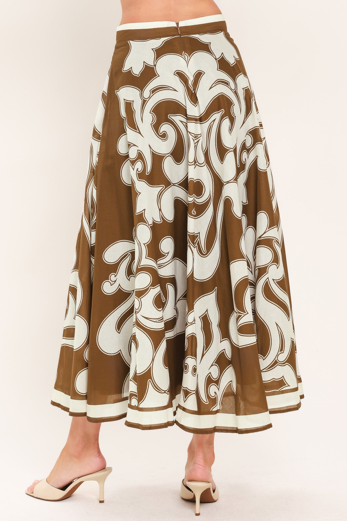 COFFEE CREAM BORDER CIRCLE SKIRT