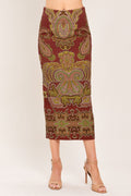 RUSTIC MEDALLION WOVEN PENCIL SKIRT