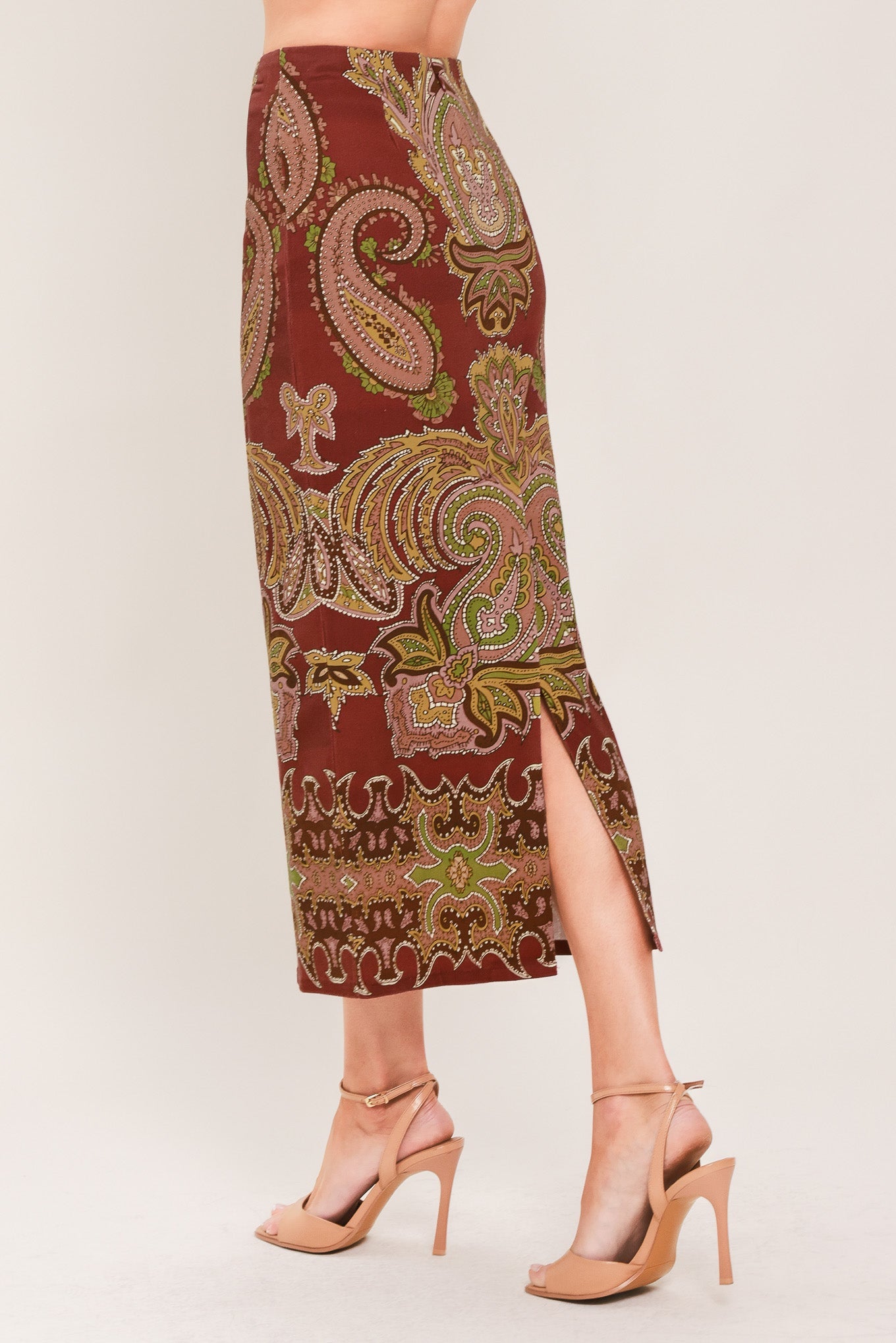 RUSTIC MEDALLION WOVEN PENCIL SKIRT