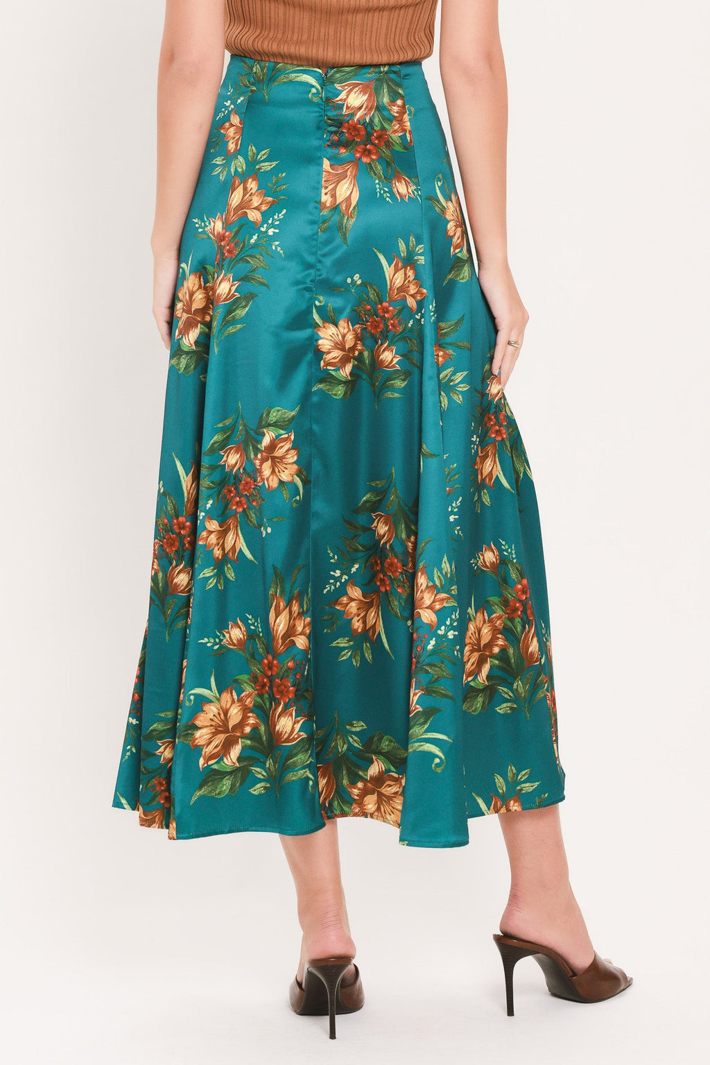 LAGOON FLOWER CHERISH WOVEN MIDI CIRCLE SKIRT