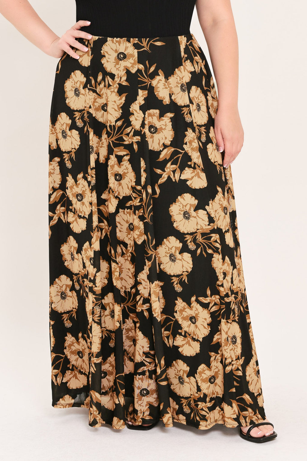 EARTHEN FLOWER FANTASY POWER MESH FULL MAXI SKIRT