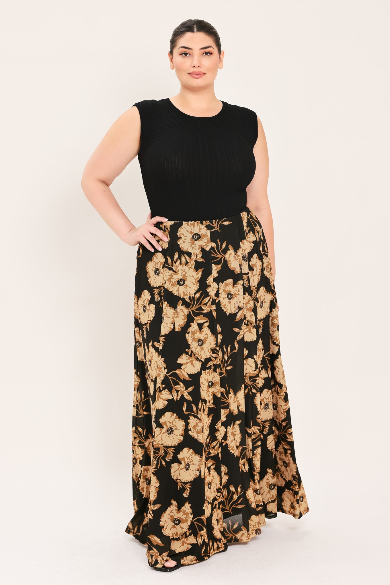 EARTHEN FLOWER FANTASY POWER MESH FULL MAXI SKIRT