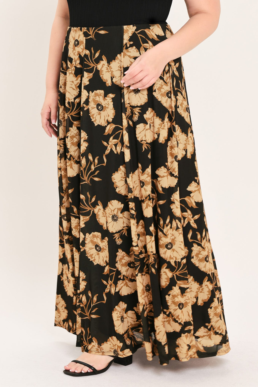 EARTHEN FLOWER FANTASY POWER MESH FULL MAXI SKIRT